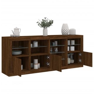 puhvetkapp LED-tuledega, pruun tamm, 164 x 37 x 67 cm