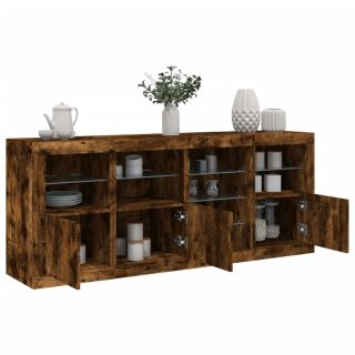puhvetkapp LED-tuledega, suitsutatud tamm, 164 x 37 x 67 cm