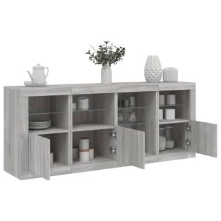puhvetkapp LED-tuledega, hall Sonoma tamm, 164 x 37 x 67 cm