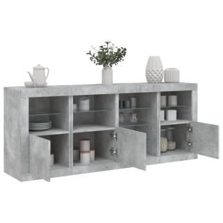 puhvetkapp LED-tulega, betoonhall, 164 x 37 x 67 cm
