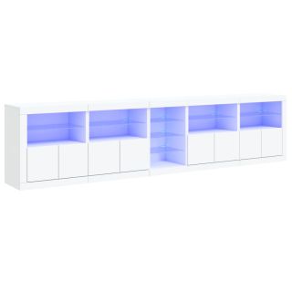 puhvetkapp LED-tulega, valge, 283 x 37 x 67 cm