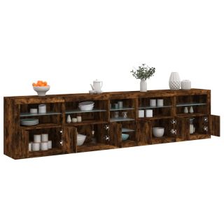 puhvetkapp LED-tuledega, suitsutatud tamm, 283 x 37 x 67 cm