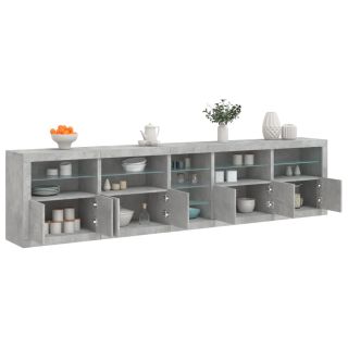 puhvetkapp LED-tulega, betoonhall, 283 x 37 x 67 cm