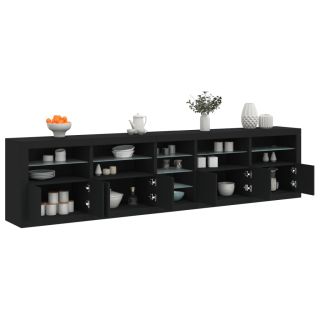 puhvetkapp LED-tulega, must, 283 x 37 x 67 cm