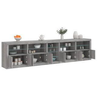 puhvetkapp LED-tuledega, hall Sonoma tamm, 283 x 37 x 67 cm