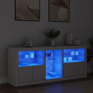 Сервант со светодиодной подсветкой, белый, 162x37x67 см