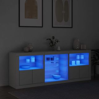puhvetkapp LED-tulega, valge, 181,5 x 37 x 67 cm