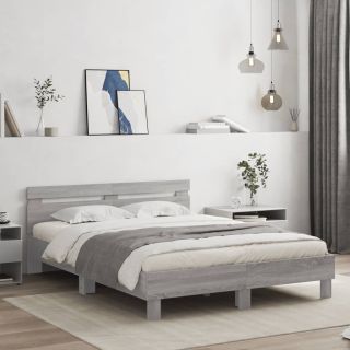 voodiraam peatsiga, hall Sonoma tamm, 150x200 cm, tehispuit