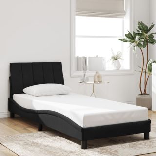 voodiraam peatsiga, must, 90x190 cm, samet