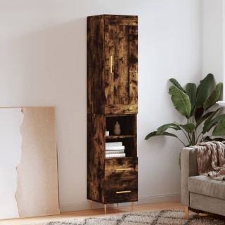 высокий шкаф, копченый дуб, 34,5x34x180 см, искусственное дерево