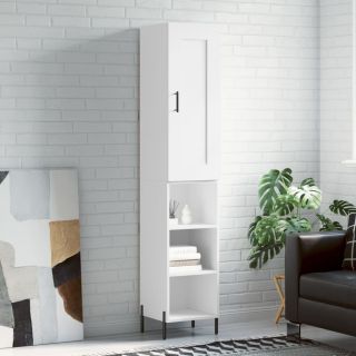 высокий шкаф, белый, 34,5x34x180 см, искусственное дерево