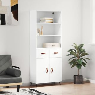 высокий шкаф, белый, 69,5 x 34 x 180 см, искусственное дерево