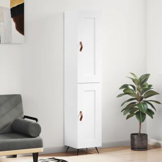kõrge kapp, kõrgläikega valge, 34,5x34x180 cm, tehispuit