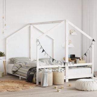 lastevoodi raam, valge, 2 x (80 x 200) cm, männipuit