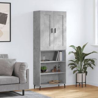 kõrge kapp, betoonhall, 69,5 x 34 x 180 cm,tehispuit