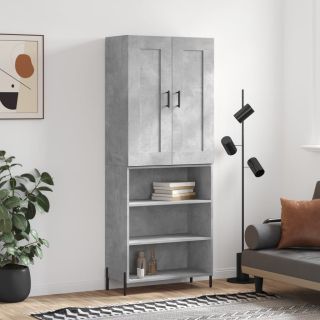 kõrge kapp, betoonhall, 69,5 x 34 x 180 cm,tehispuit