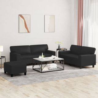 3-osaline diivanikomplekt, must, kunstnahk