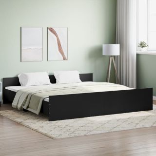 peatsi ja jalutsiga voodiraam, must, 180 x 200 cm