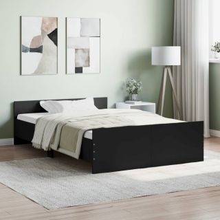 Каркас кровати с изголовьем и изножьем, черный, 120 x 200 см