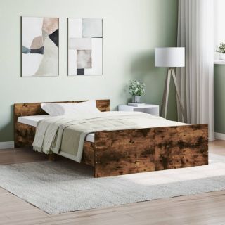 Каркас кровати с изголовьем и изножьем, копченый дуб, 120 x 200 см