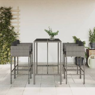 5-osaline aia baarimööbli komplekt patjadega, hall, polürotang