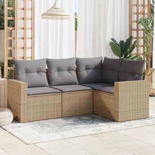 4-osaline aiadiivani komplekt patjadega, beež, polürotang