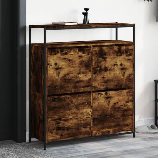 Тумба для обуви, 4 складные двери, копченый дуб, 100x34x112 см