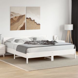 voodiraam ilma madratsita, valge, 180 x 200 cm, männipuit