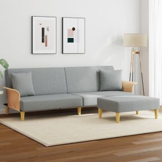 2-kohaline diivanvoodi, patjade ja jalapingiga, helehall, samet