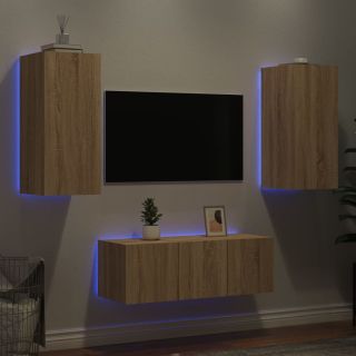 4-osaline telerikappide komplekt LED-tuledega, Sonoma tamm