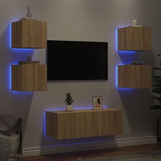 6-osaline telerikappide komplekt LED-tuledega, Sonoma tamm