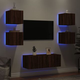 6-osaline telerikappide komplekt LED-tuledega, pruun tamm