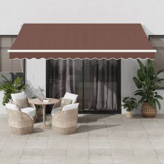 automaatselt sissetõmmatav varikatus LEDiga, pruun, 400x300 cm