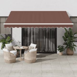 automaatselt sissetõmmatav varikatus LEDiga, pruun, 400x350 cm