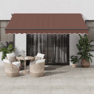 automaatselt sissetõmmatav varikatus LEDiga, pruun, 400x350 cm