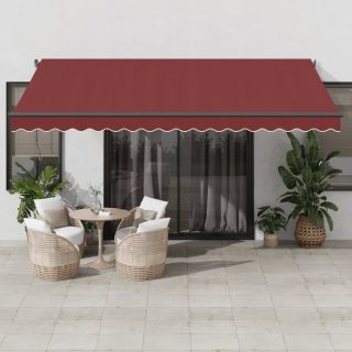 käsitsi sissetõmmatav varikatus, burgundia punane, 450 x 350 cm