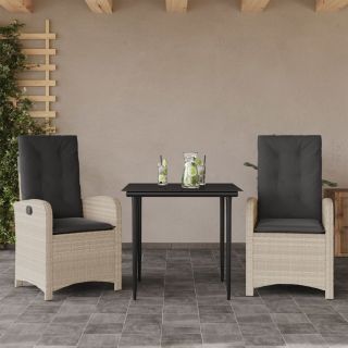 3-osaline aiamööbli komplekt patjadega, helehall, polürotang
