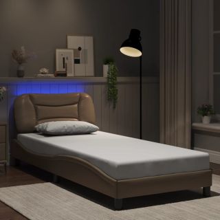 voodiraam LEDiga ilma madratsita Cappuccino 90 x 200 cm
