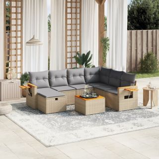 8-osaline aiadiivani komplekt patjadega, beež, polürotang