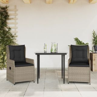 3-osaline aiamööbli komplekt patjadega, helehall, polürotang