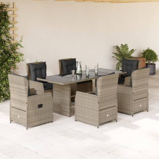 7-osaline aiamööbli komplekt patjadega, helehall, polürotang