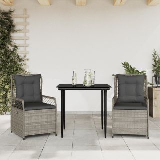 3-osaline aiamööbli komplekt patjadega, helehall, polürotang