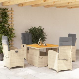 5-osaline aiamööbli komplekt patjadega, beež, polürotang
