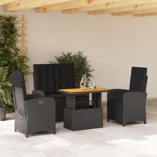 4-osaline aiamööbli komplekt patjadega, must, polürotang
