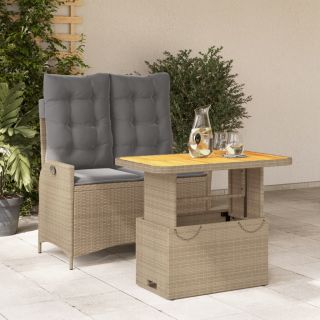 2-osaline aiamööbli komplekt patjadega, beež, polürotang