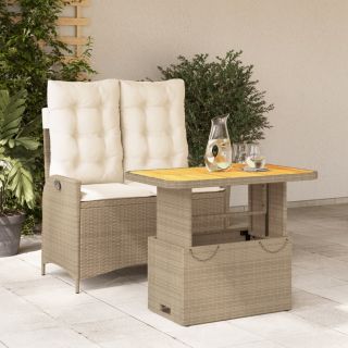 2-osaline aiamööbli komplekt patjadega, beež, polürotang
