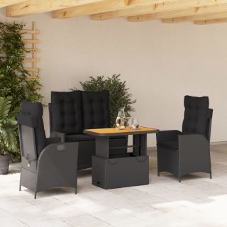 4-osaline aiamööbli komplekt patjadega, must, polürotang