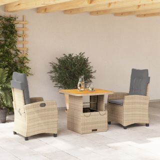 3-osaline aiamööbli komplekt patjadega, beež, polürotang