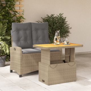 2-osaline aiamööbli komplekt patjadega, beež, polürotang