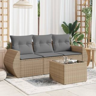 4-osaline aiadiivani komplekt patjadega, beež, polürotang